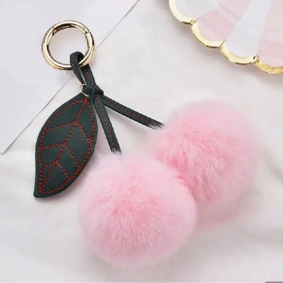 NEW Cherry Bag Charms LIGHT PINK - Picture 1 of 2